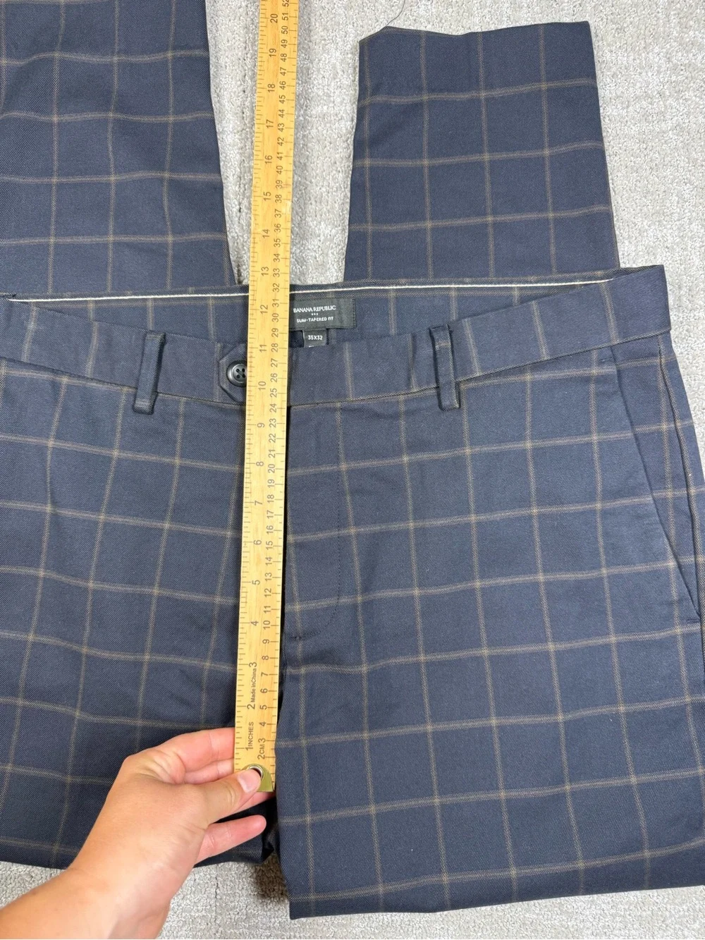 Banana Republic Slim Tapered Fit Plaid Dress Pant Men Size 35x32